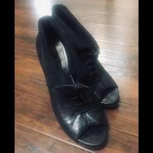 90s RETRO GLAM🤘Sam Edelman Black Leather Platform Wedge size 8